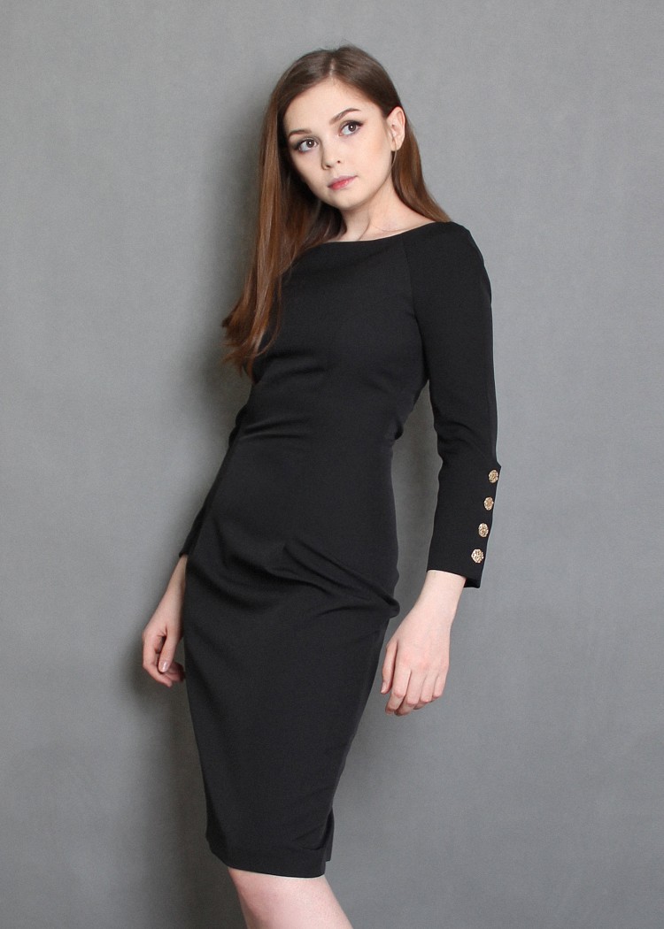 Элегантное платье-футляр (черный)
