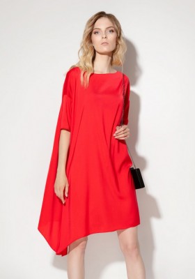Шелковое платье-туника (красный)