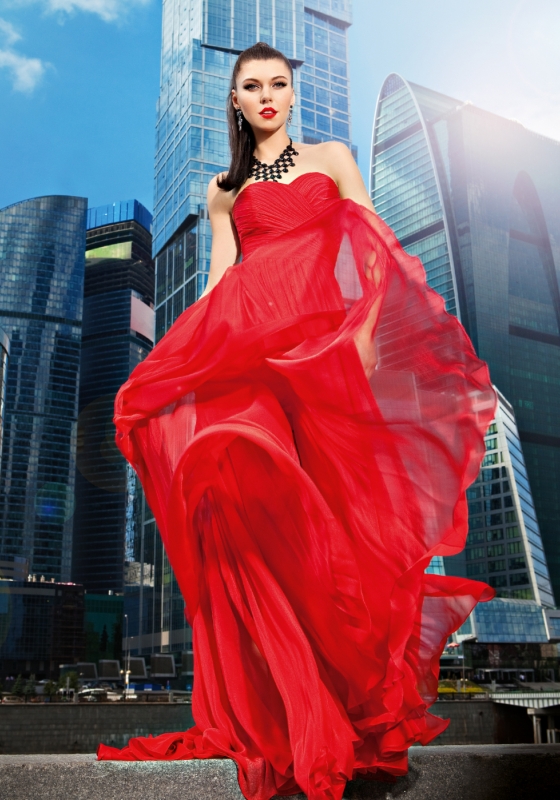 Красное вечернее платье в пол, BB186B - Красное вечернее платье в пол, BB186B