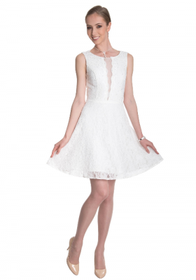 Кружевное платье с открытой спиной короткое 32-41 белое