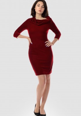 Дизайнерское платье из бархата, красное