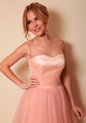 Платье с корсетом, пышной юбкой, Бритни розовое