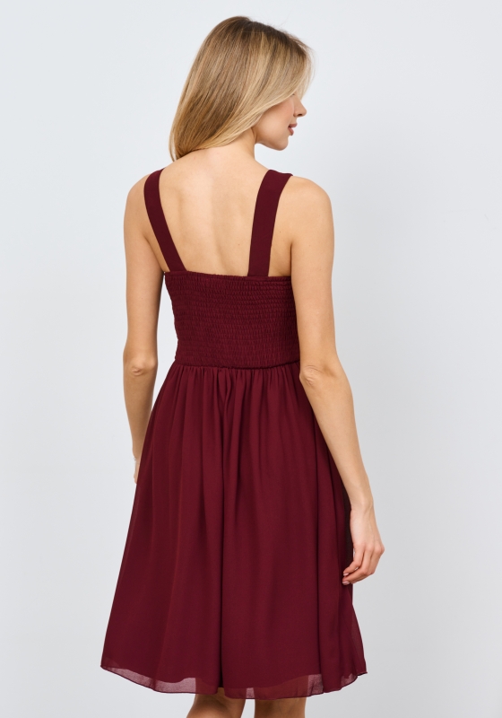 Платье длины мини с кружевным лифом (Бордовый) - Платье длины мини с кружевным лифом (Бордовый)